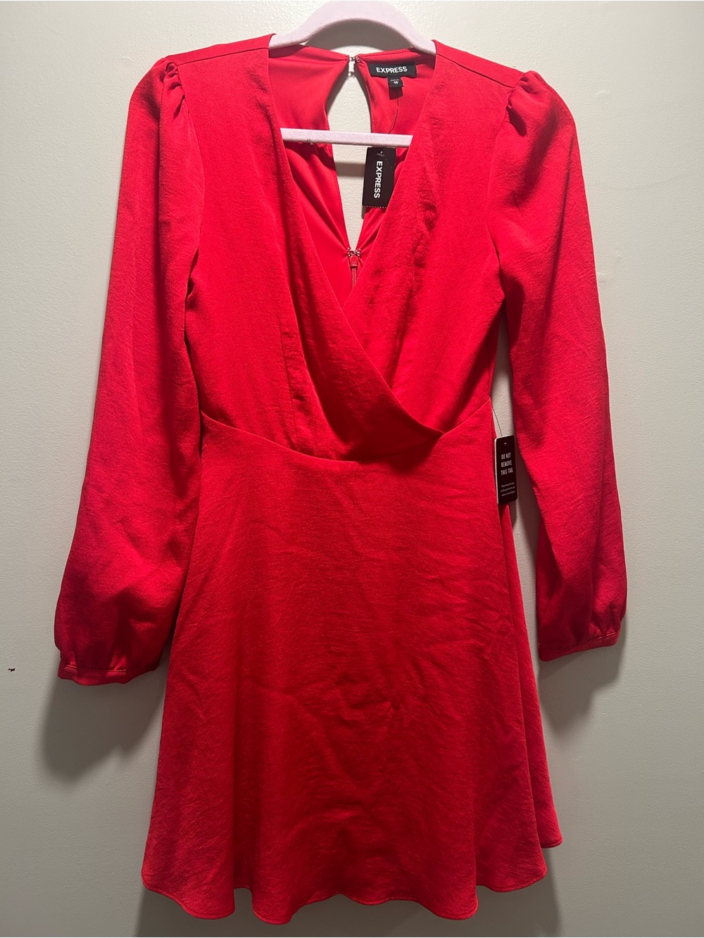 Express Women's Red Long-Sleeve Dress